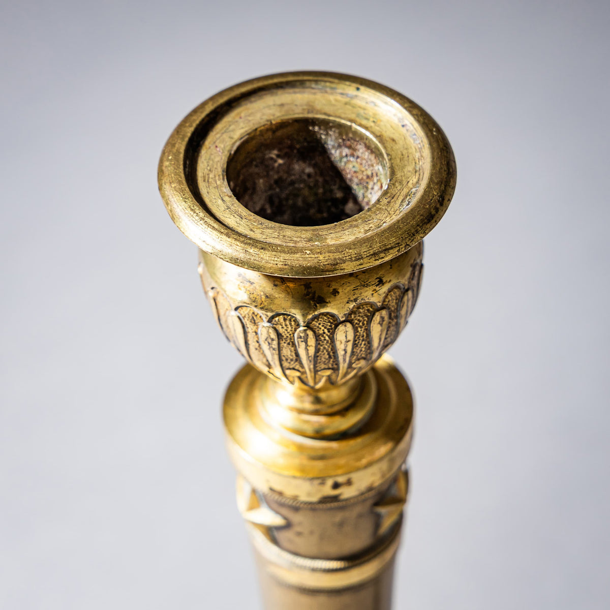 Pair of Brass Candle Holders, France, 19th Century