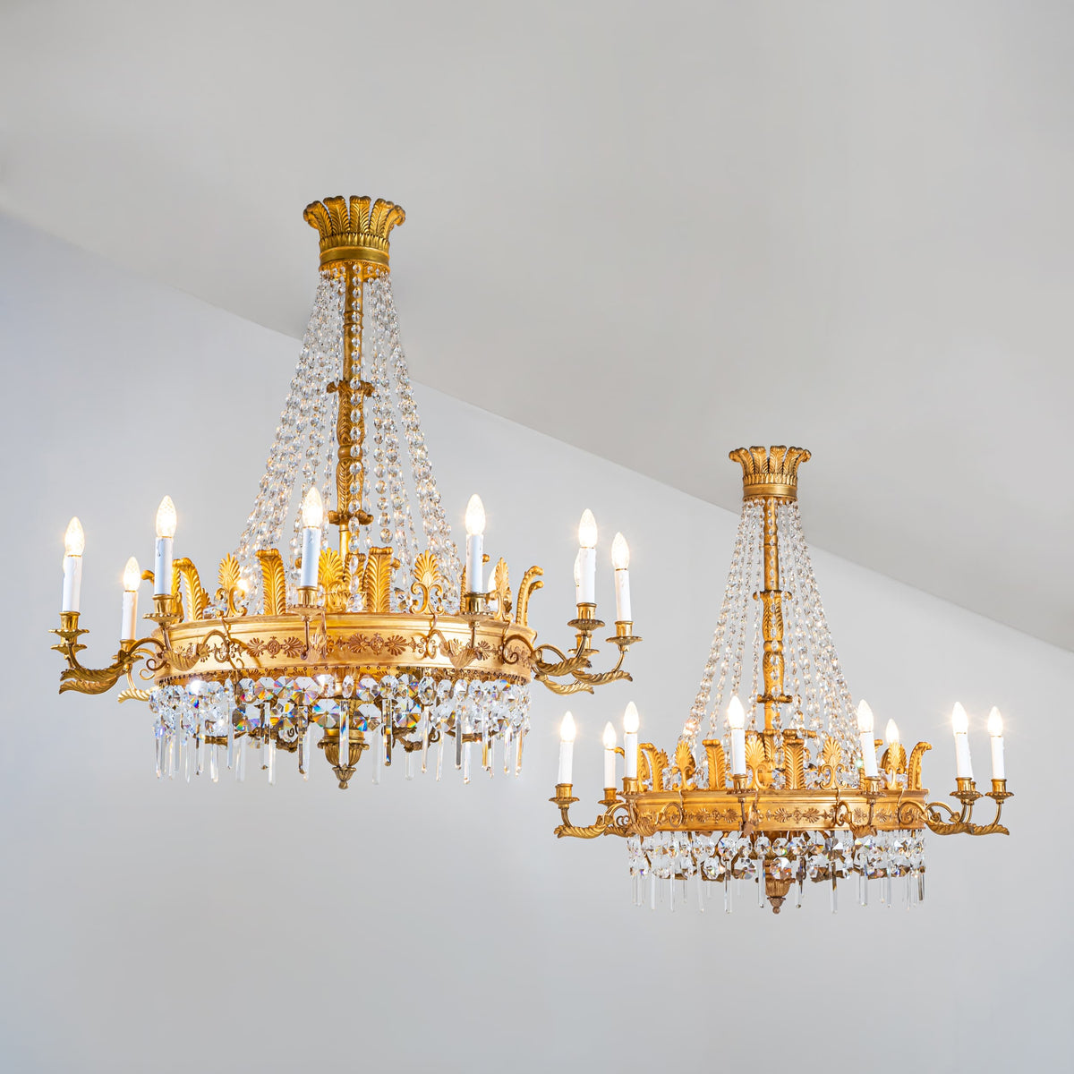 Pair of gilt Hoop-Chandeliers, Early 19th Century