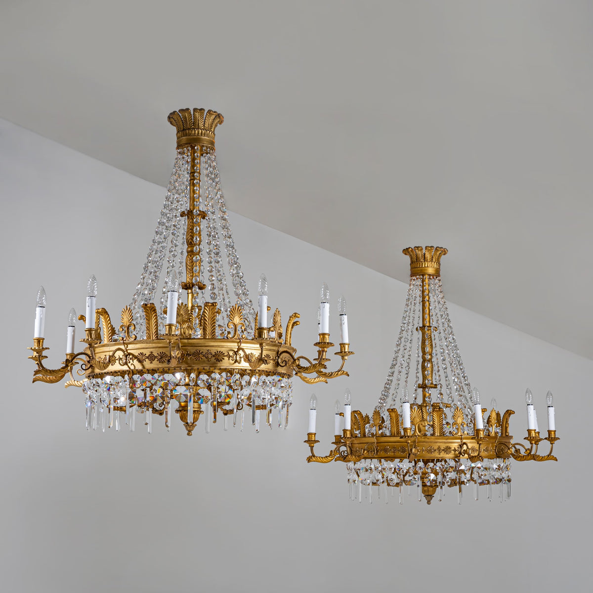 Pair of gilt Hoop-Chandeliers, Early 19th Century