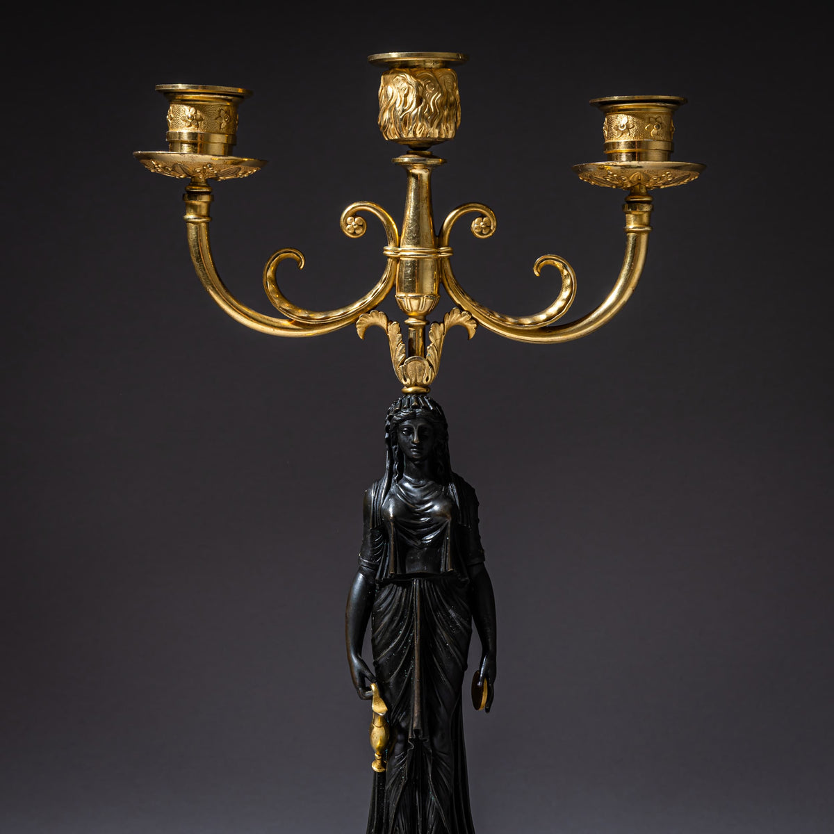 Pair of Empire Bronze Girandoles, France, Early 19th Century