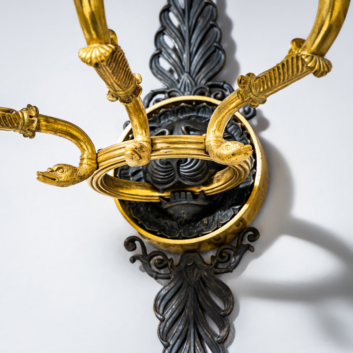 Pair of Empire Wall Sconces with Lion Heads, France, Early 19th Century