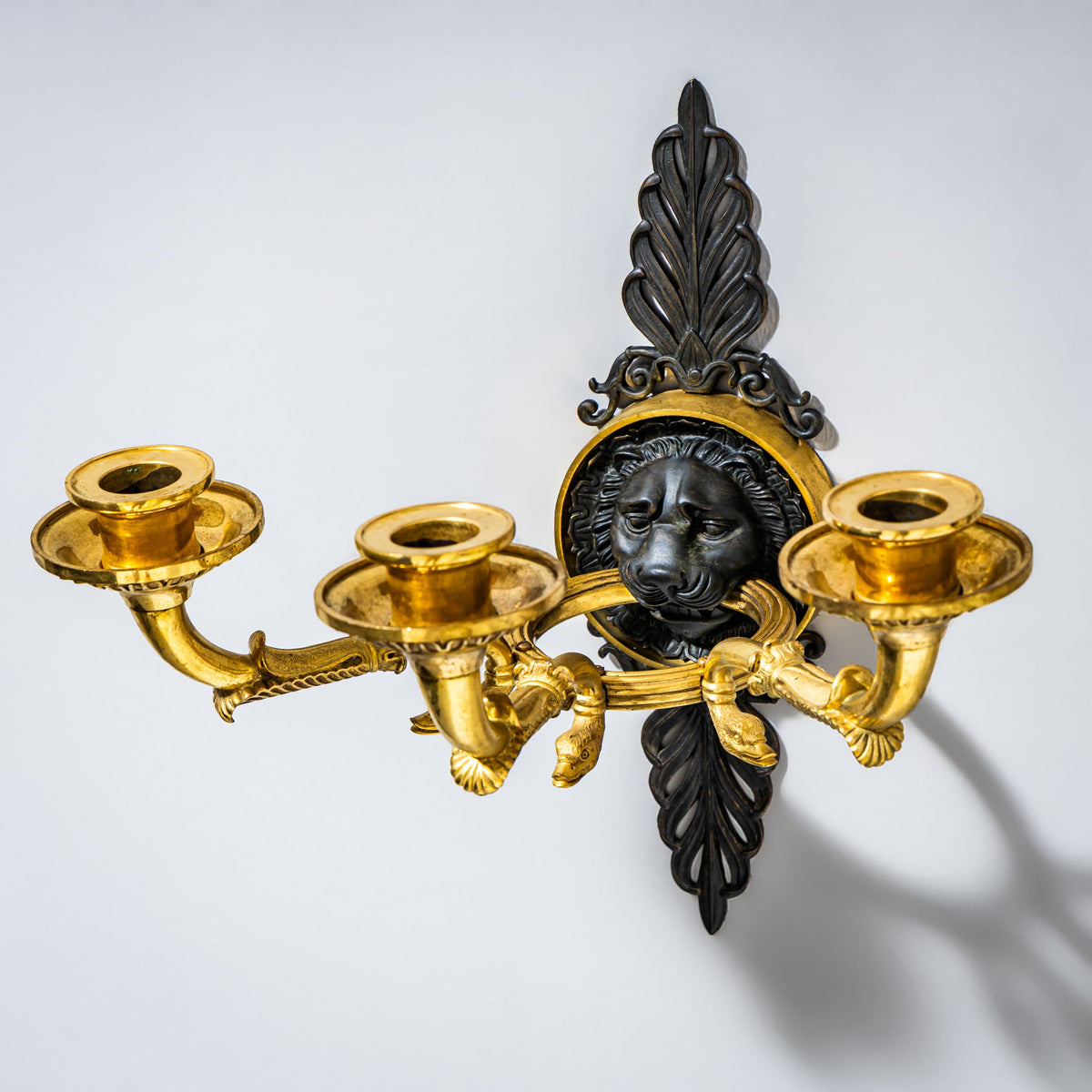Pair of Empire Wall Sconces with Lion Heads, France, Early 19th Century