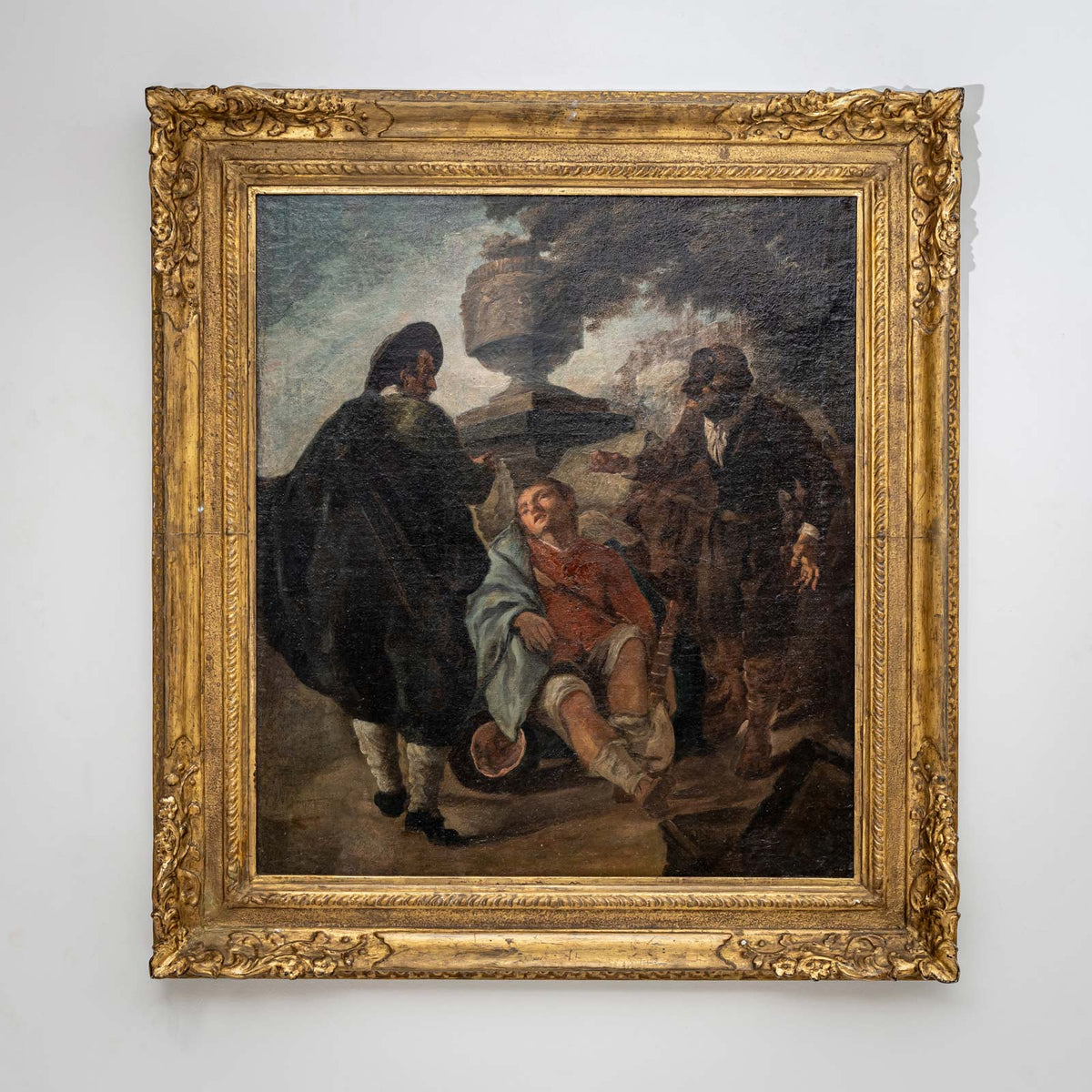 Egidio dall'Oglio (attributed, 1705-1784), Boy with Lute and Two Fighting Men, Italy 18th Century