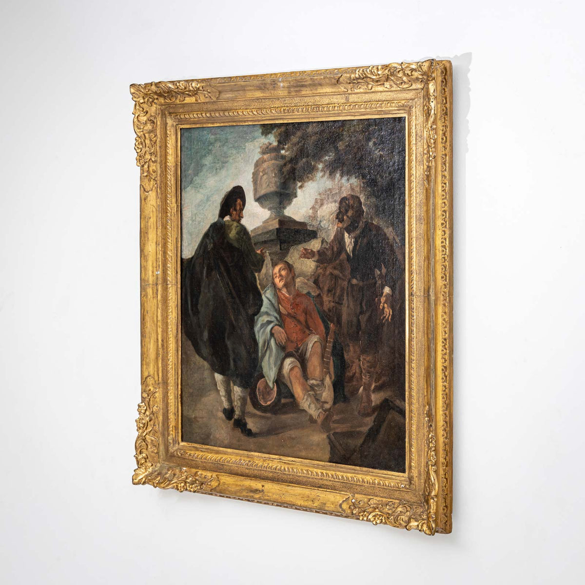 Egidio dall'Oglio (attributed, 1705-1784), Boy with Lute and Two Fighting Men, Italy 18th Century