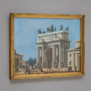 Watercolor "Arco della Pace," Milan, 19th Century