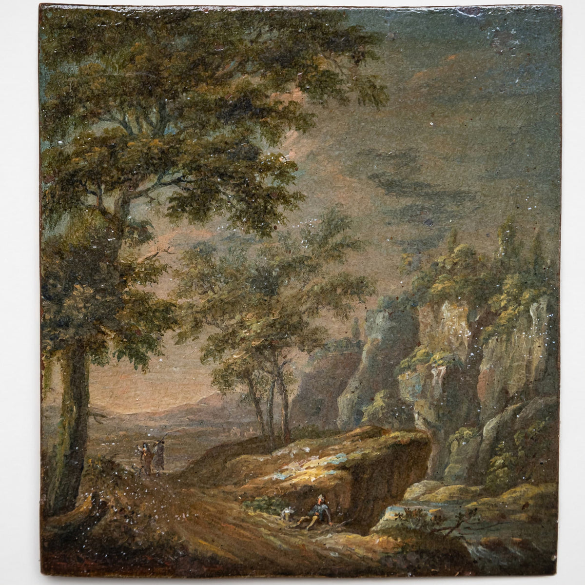 Pendant kleiner Landschaftsgemälde, datiert 1738