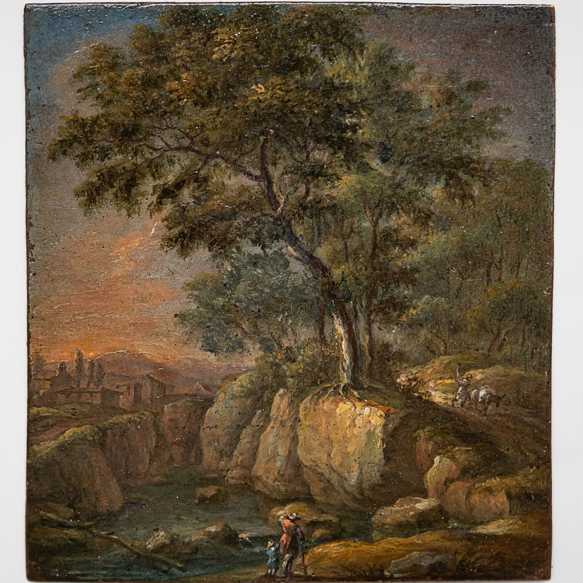 Pendant kleiner Landschaftsgemälde, datiert 1738
