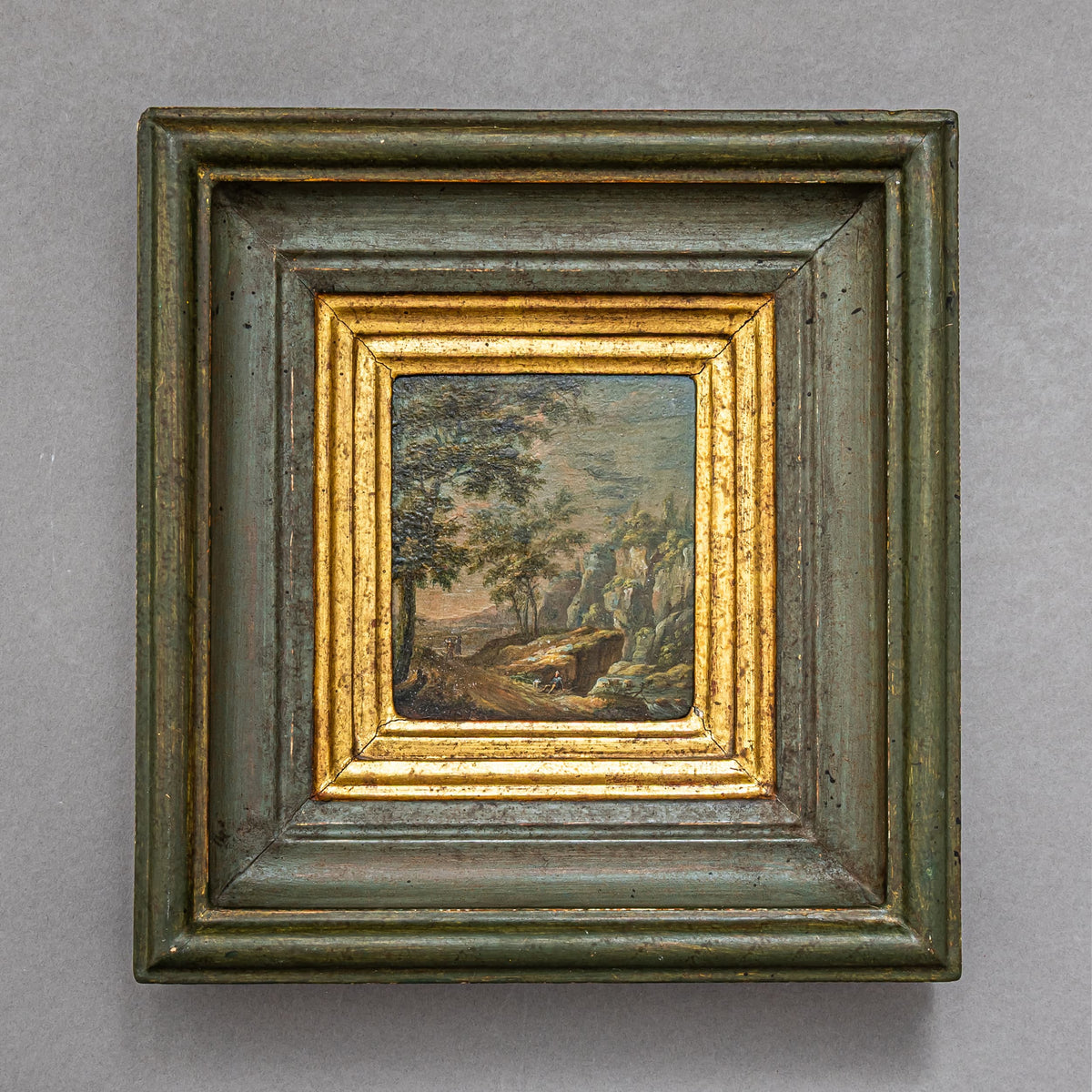 Pendant kleiner Landschaftsgemälde, datiert 1738