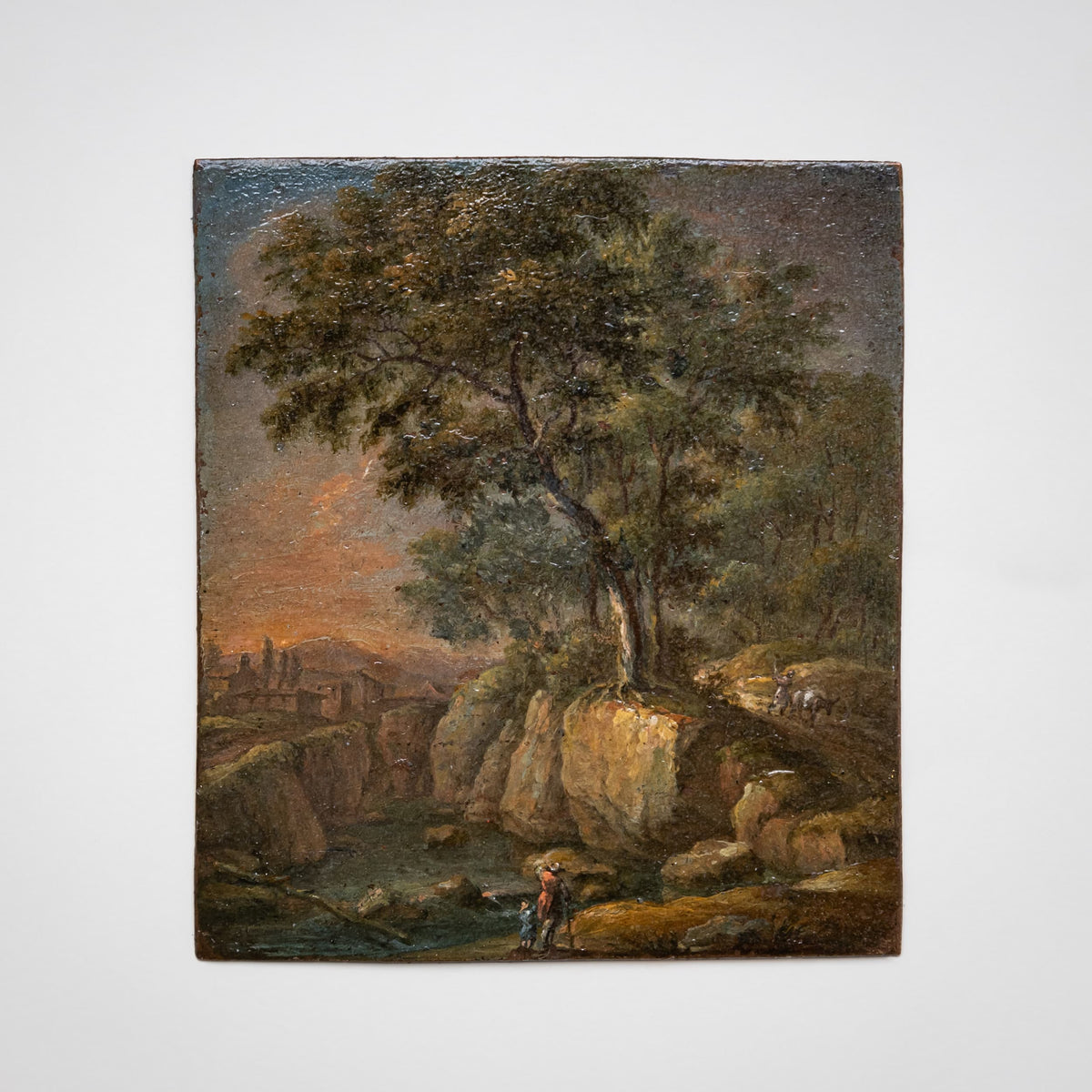 Pendant kleiner Landschaftsgemälde, datiert 1738