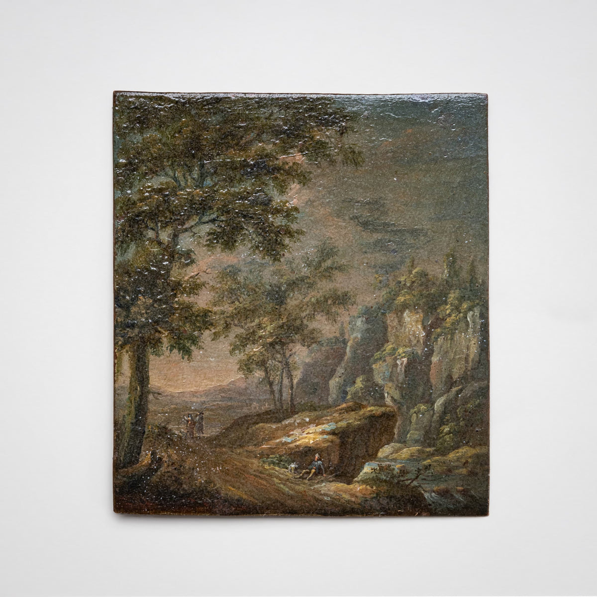 Pendant kleiner Landschaftsgemälde, datiert 1738