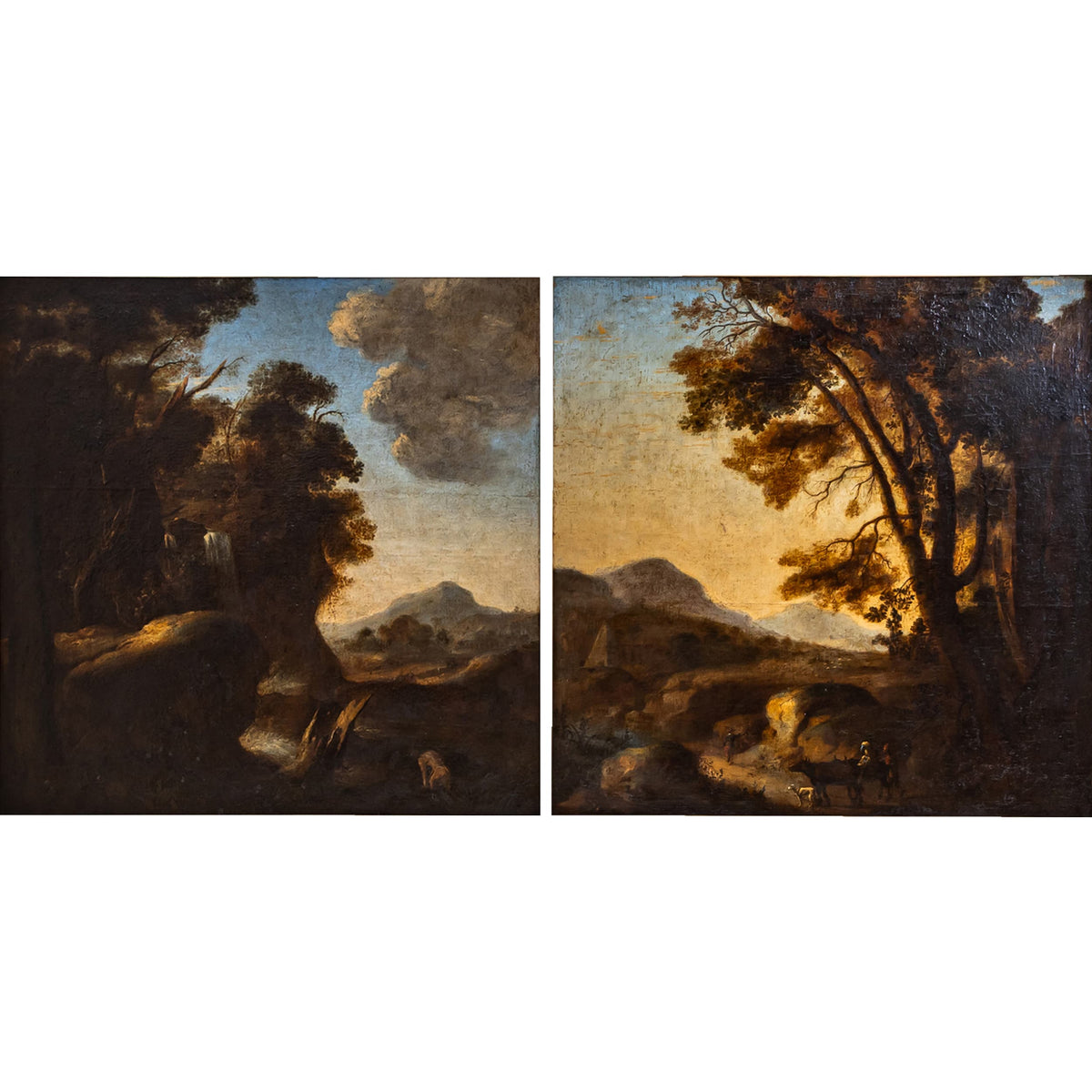Pair of Landscape Paintings, Italy, 17th Century