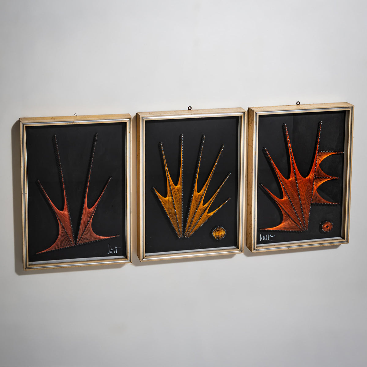 Abstract String Art Triptych, probably Italy, 1970s
