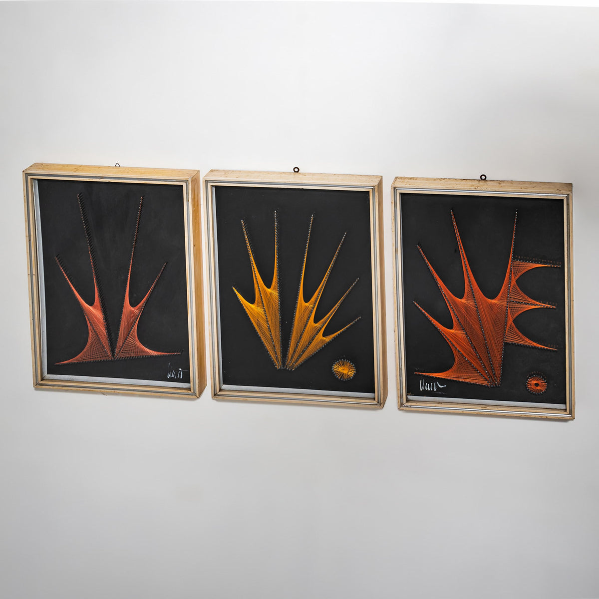 Abstract String Art Triptych, probably Italy, 1970s
