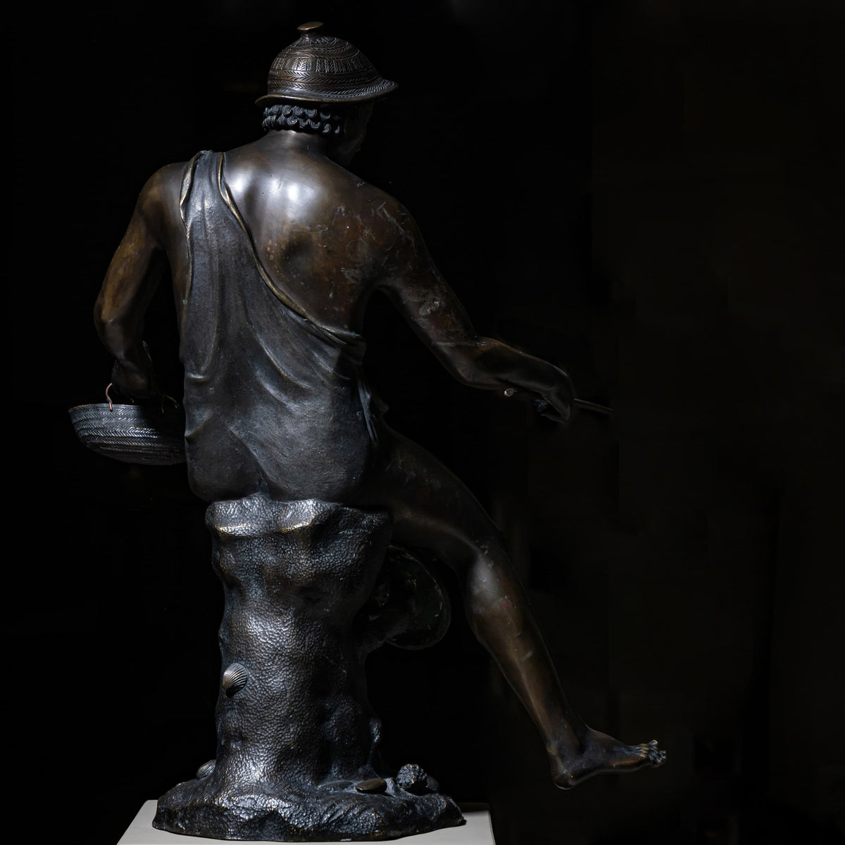 Bronze des Fischers von Pompeji, sig. Sabatino, Italien 1882