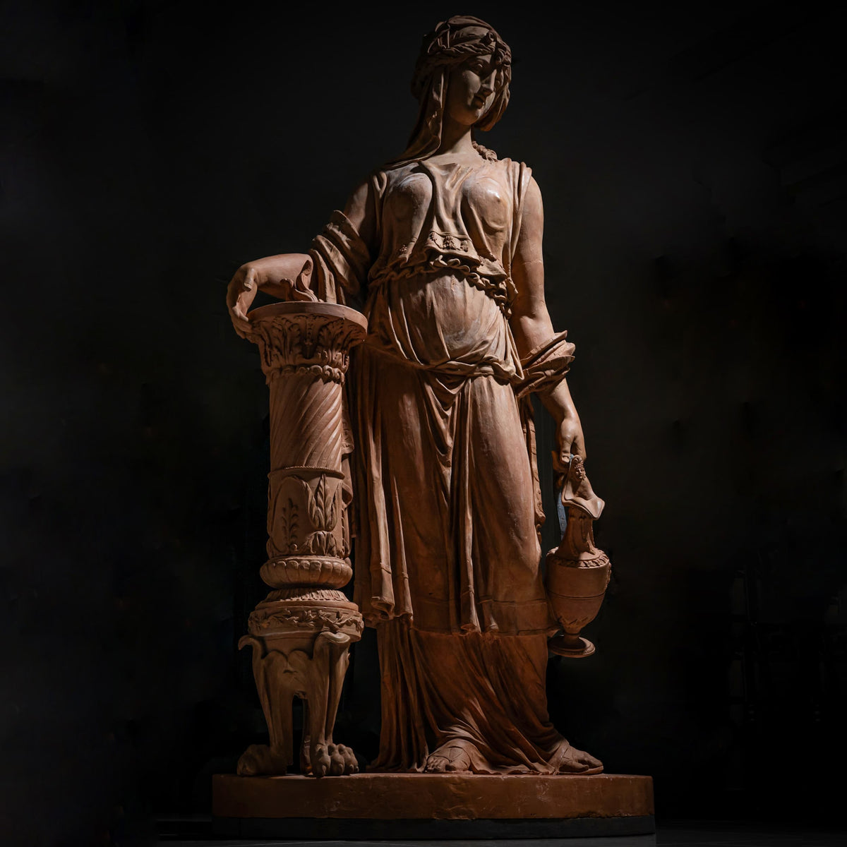Lebensgroße Terrakotta-Statue einer Vestalin, 2. Hälfte 19. Jahrhundert