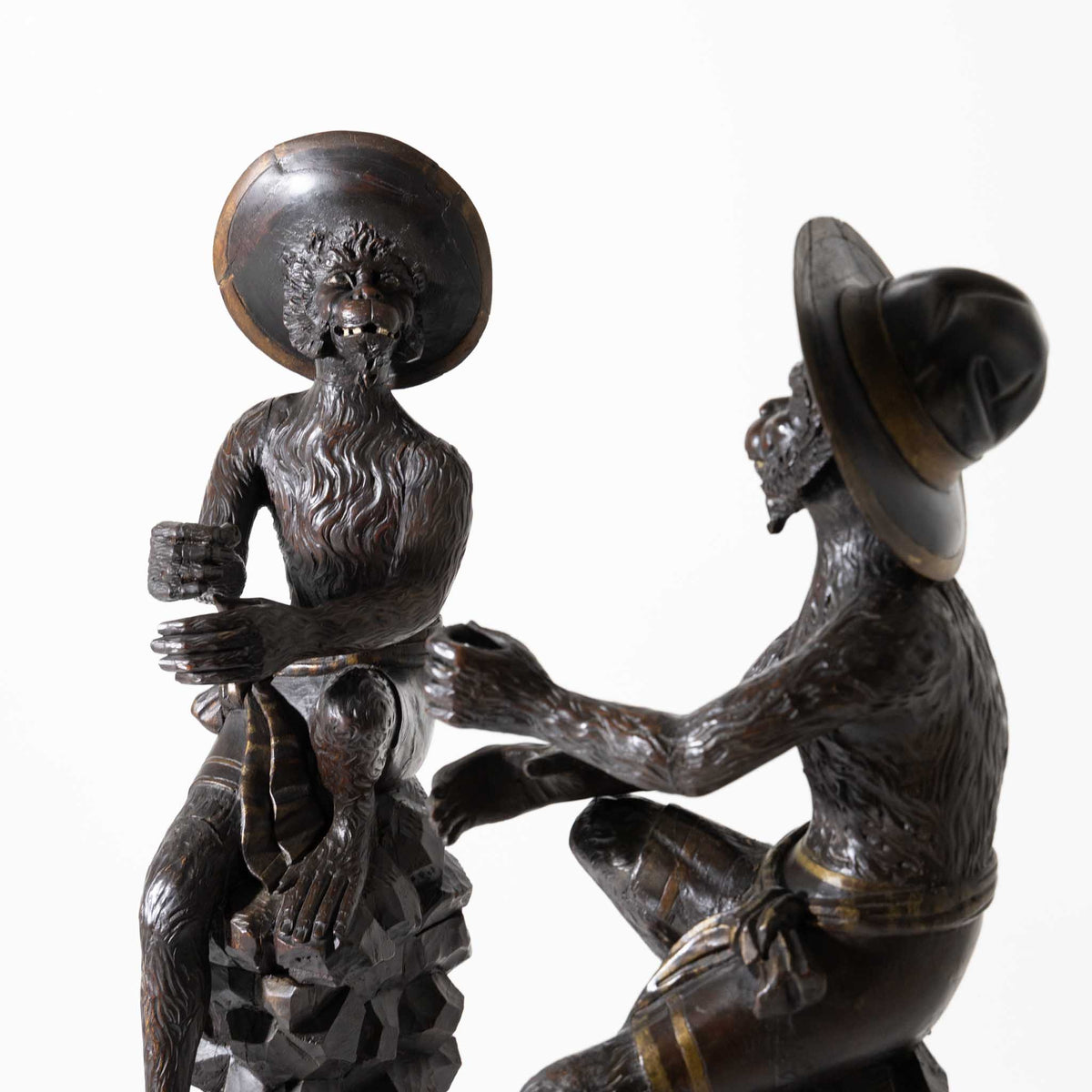 Monkey Sculptures in Walnut, Venetian School, 19th Century