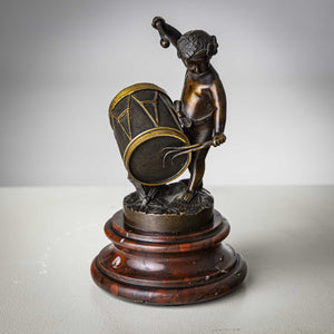 Small Bronze Sculpture of a drumming child, Late 19th Century