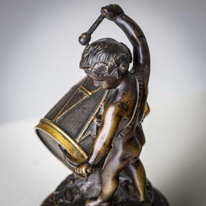 Small Bronze Sculpture of a drumming child, Late 19th Century