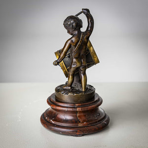 Small Bronze Sculpture of a drumming child, Late 19th Century