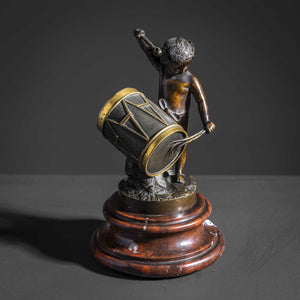 Small Bronze Sculpture of a drumming child, Late 19th Century