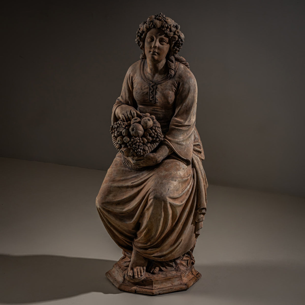 Sommer, Herbst und Winter – Terrakotta-Skulpturen, signiert und datiert Franz Melnitzky, 1855