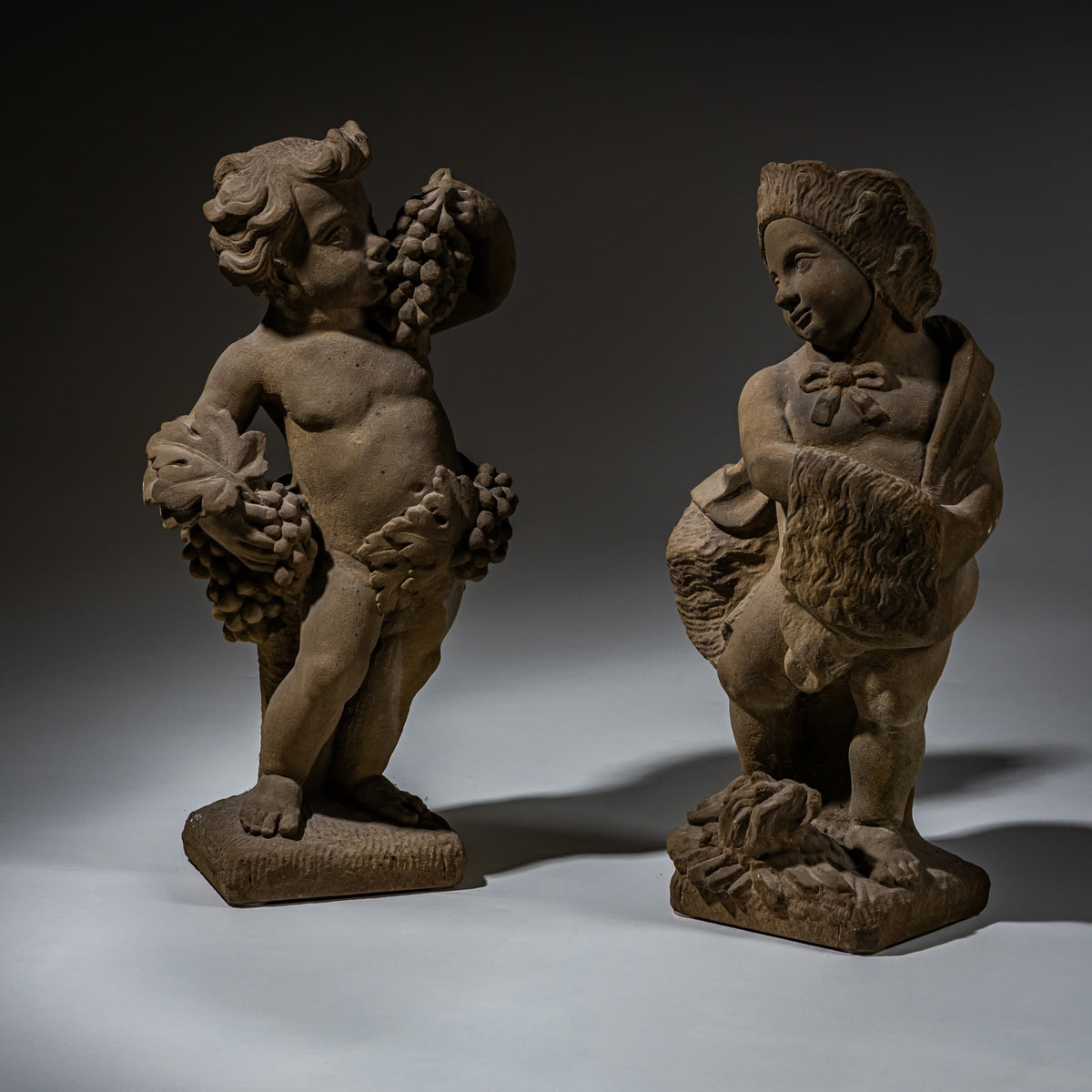 Sandstone Putti Representing the four seasons, Southern Germany, 18th Century