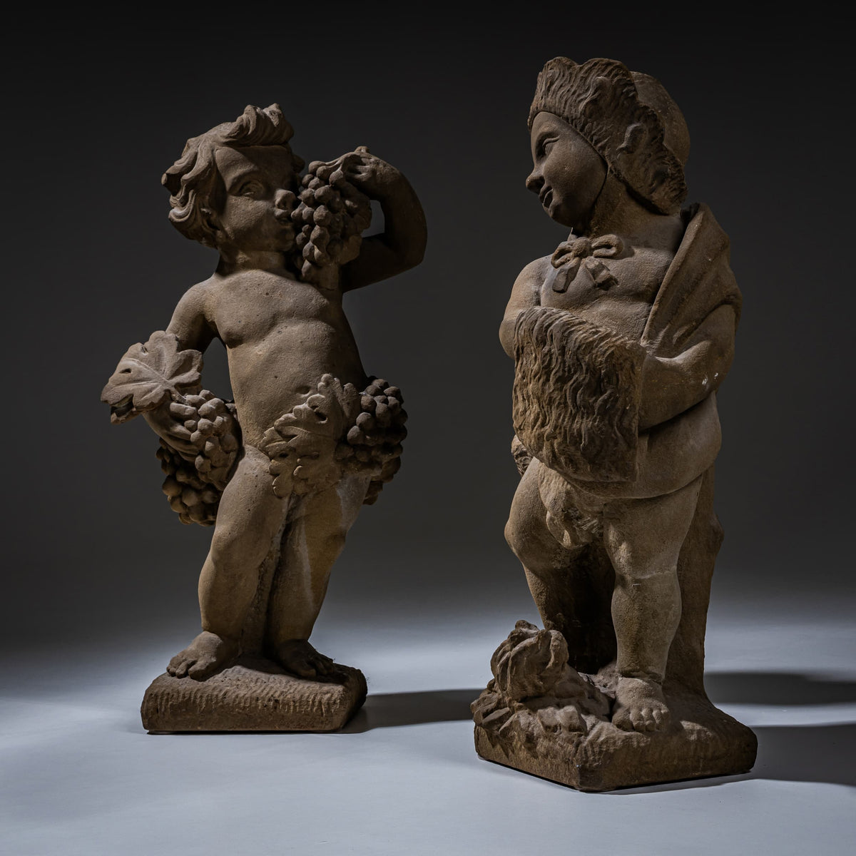 Sandstone Putti Representing the four seasons, Southern Germany, 18th Century