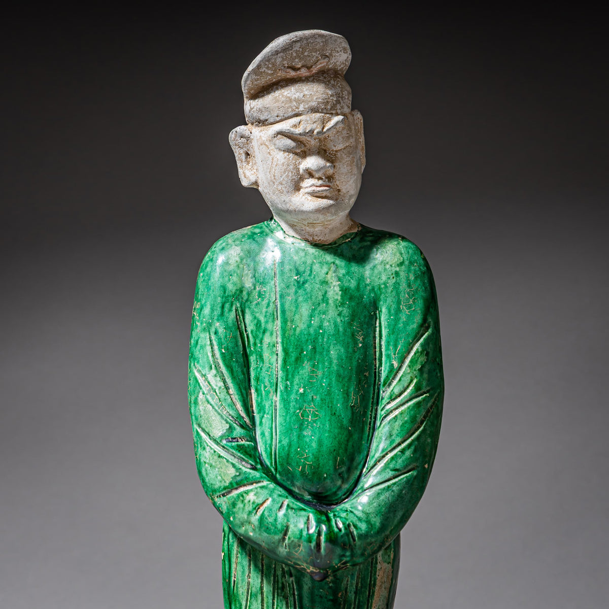 Green-Glazed Ceramic Figure of a Military Officer in the Style of the Tang Dynasty, China, 20th Century