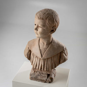 Bust of a boy in terracotta, signed H.M. Becoré, France, 2nd half of the 19th century