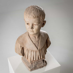 Bust of a boy in terracotta, signed H.M. Becoré, France, 2nd half of the 19th century