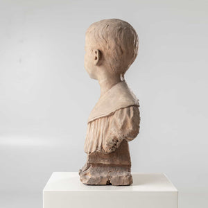 Bust of a boy in terracotta, signed H.M. Becoré, France, 2nd half of the 19th century