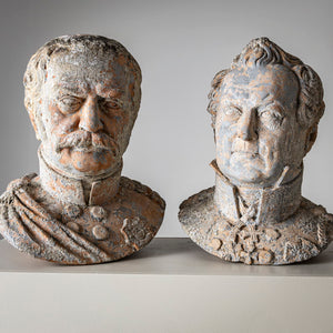 Terracotta Busts of Count von Gneisenau and von Blücher, sig. Louis Weiss, 1858