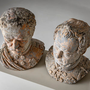 Terracotta Busts of Count von Gneisenau and von Blücher, sig. Louis Weiss, 1858