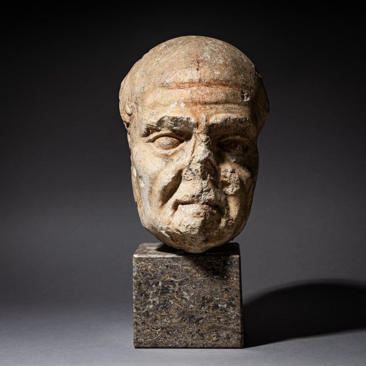 Marble Head of an Elderly Man, likely Roman