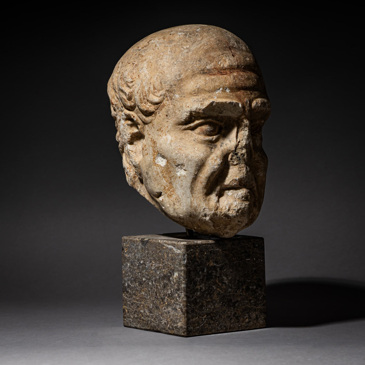 Marble Head of an Elderly Man, likely Roman