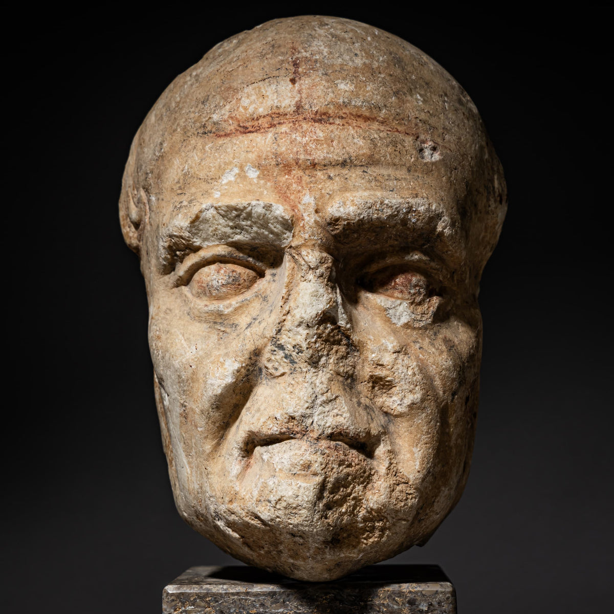 Marble Head of an Elderly Man, likely Roman