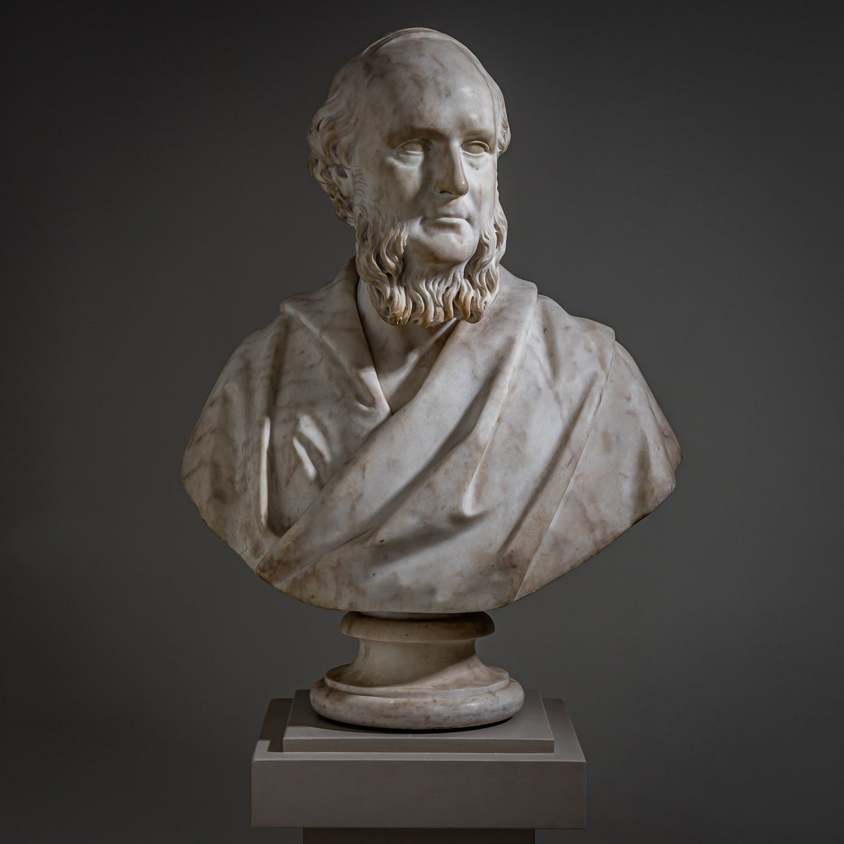 Marmor-Porträtbüste von Robert Balfour (schottisch, 1818–1869), 19. Jahrhundert