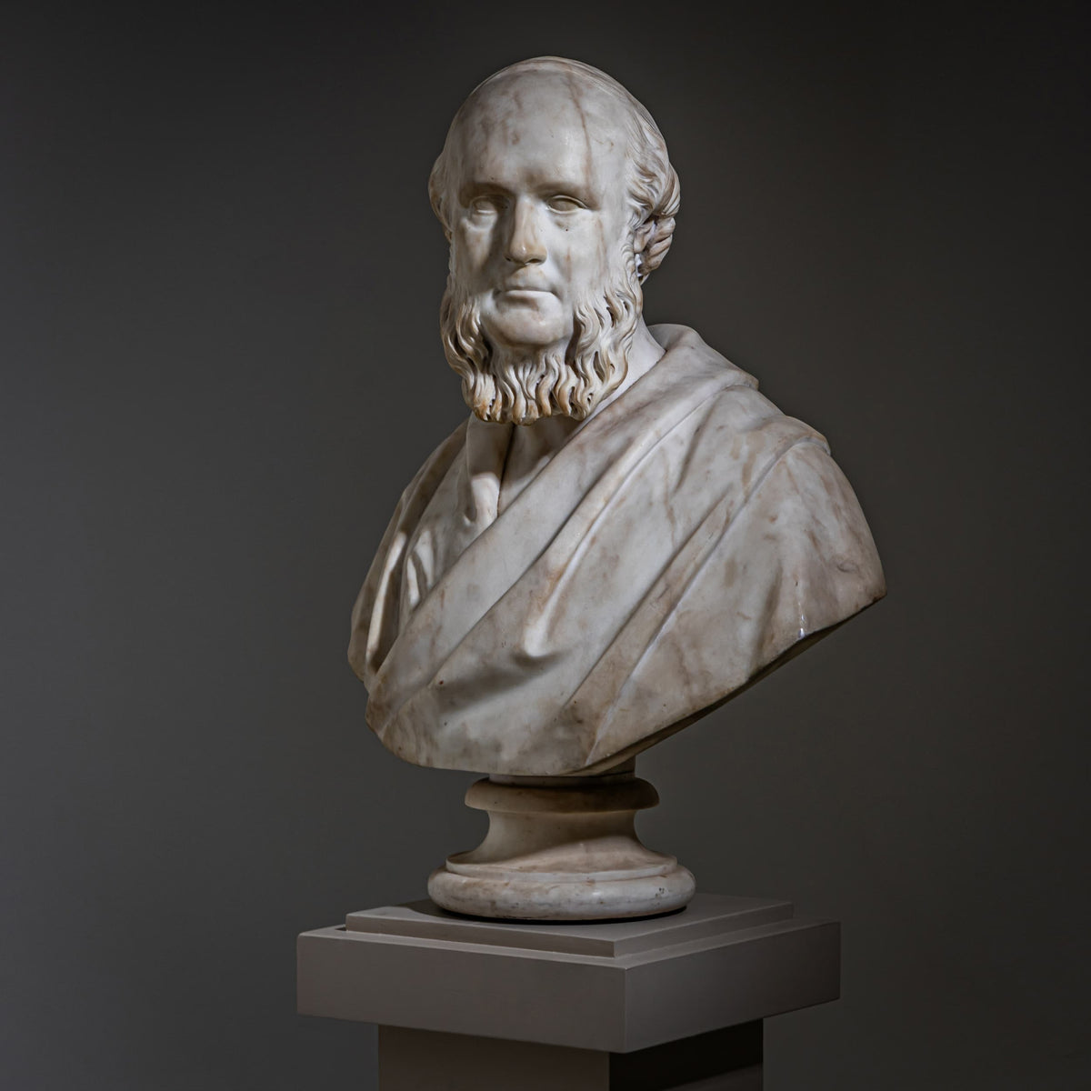 Marmor-Porträtbüste von Robert Balfour (schottisch, 1818–1869), 19. Jahrhundert