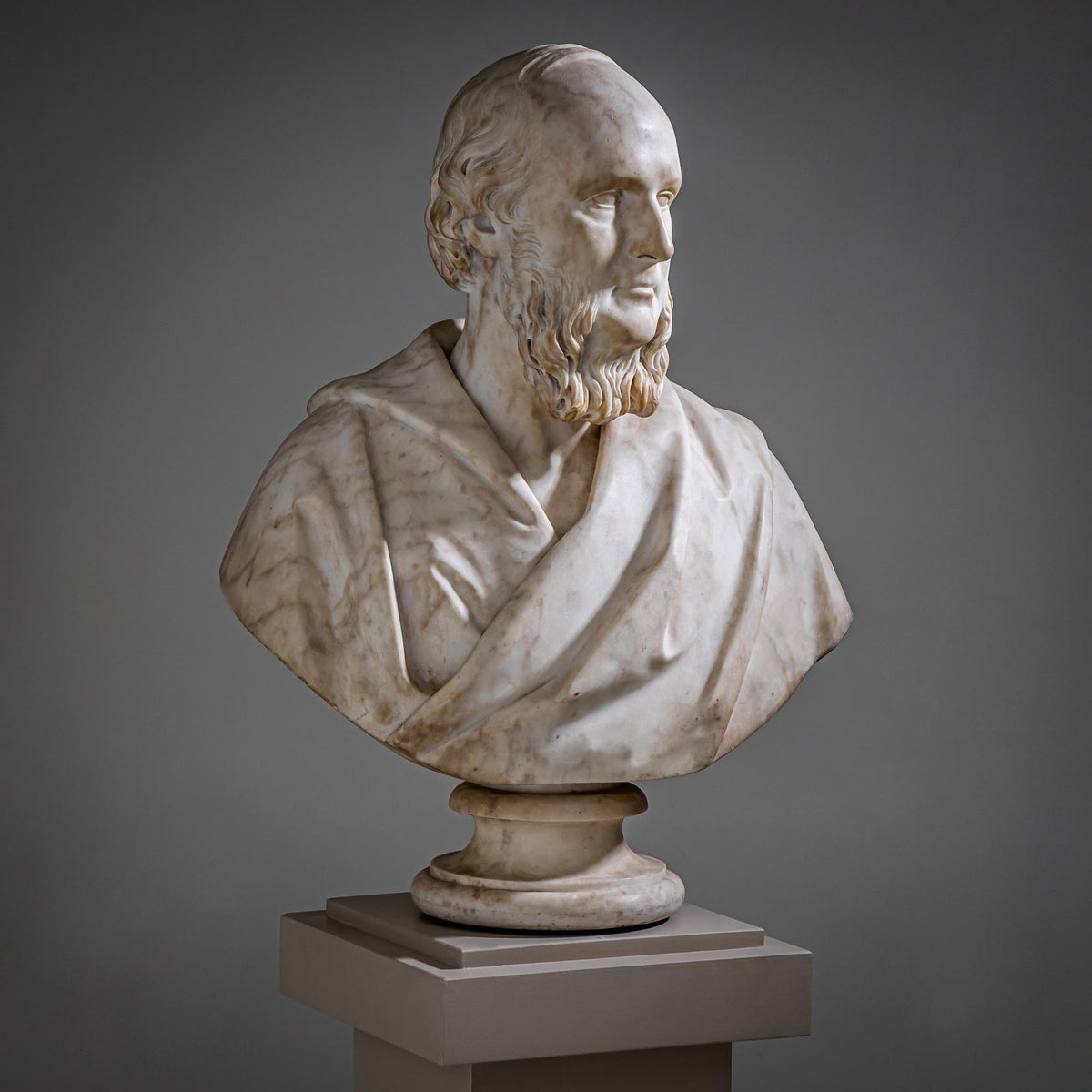 Marmor-Porträtbüste von Robert Balfour (schottisch, 1818–1869), 19. Jahrhundert