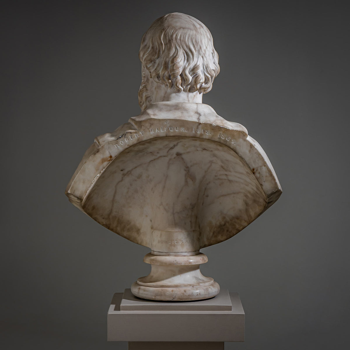 Marmor-Porträtbüste von Robert Balfour (schottisch, 1818–1869), 19. Jahrhundert