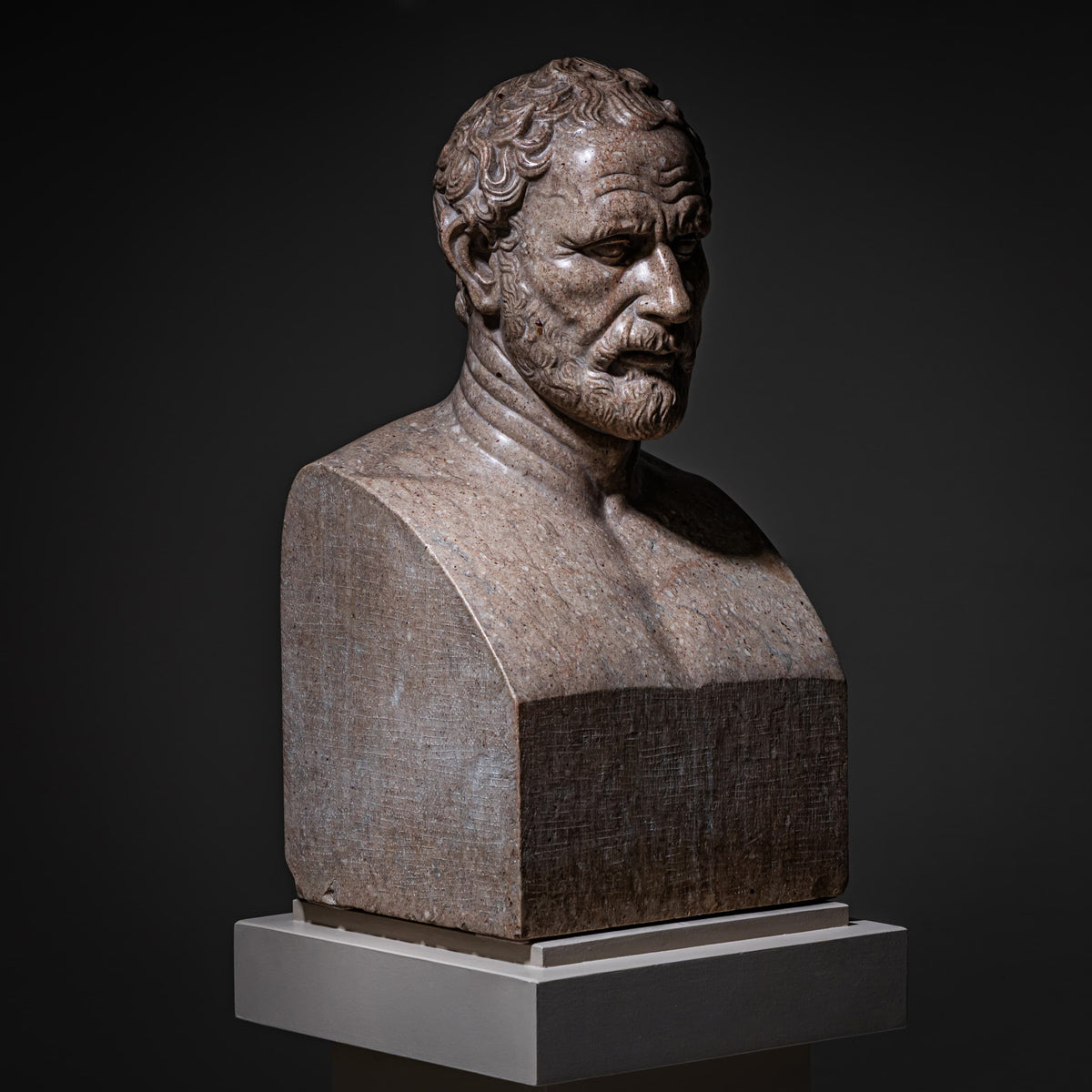 Kopf einer Herme des Demosthenes (384–322 v. Chr.) aus Marmor, 19. Jahrhundert