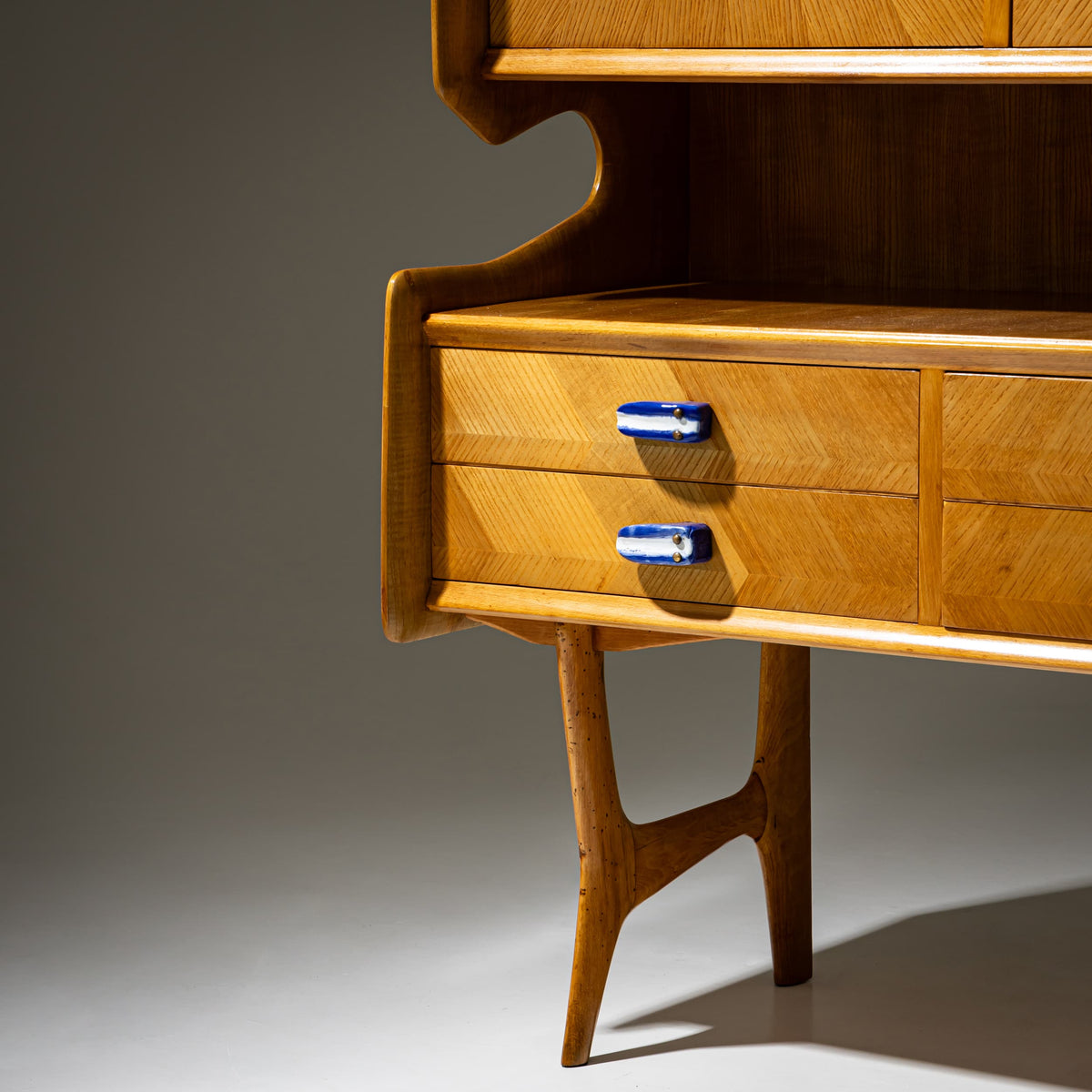 Credenza with Ceramic Handles, Italy, Mid-20th Century