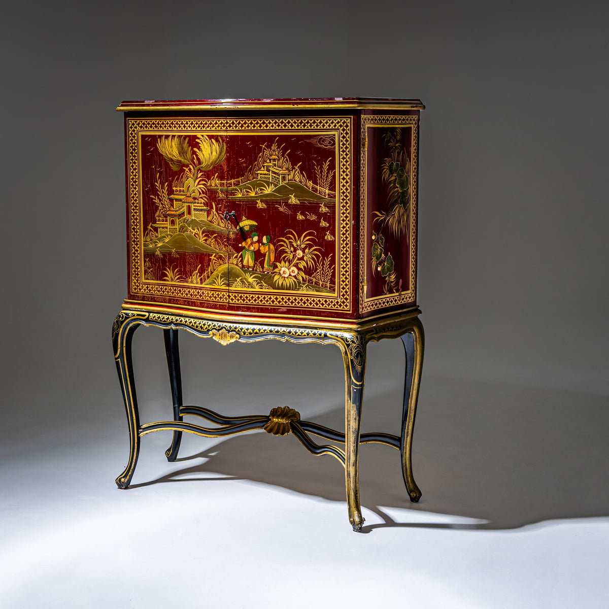Chinoiserie Bar Cabinet in the Baroque Style, Italy, Mid-20th Century