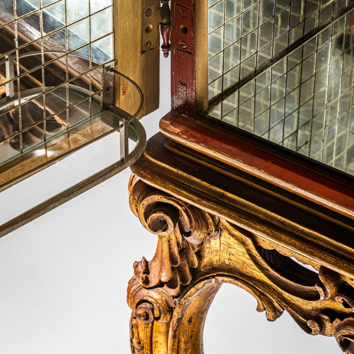 Red Chinoiserie Bar Cabinet in the Baroque Style, Italy, Mid-20th Century
