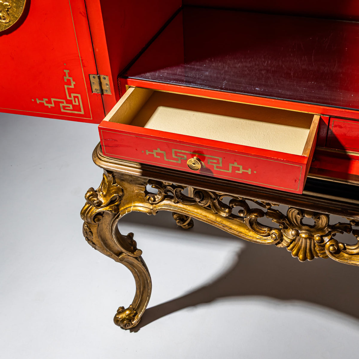 Schwarzer Chinoiserie-Barschrank im Barock-Stil, Italien, Mitte 20. Jahrhundert