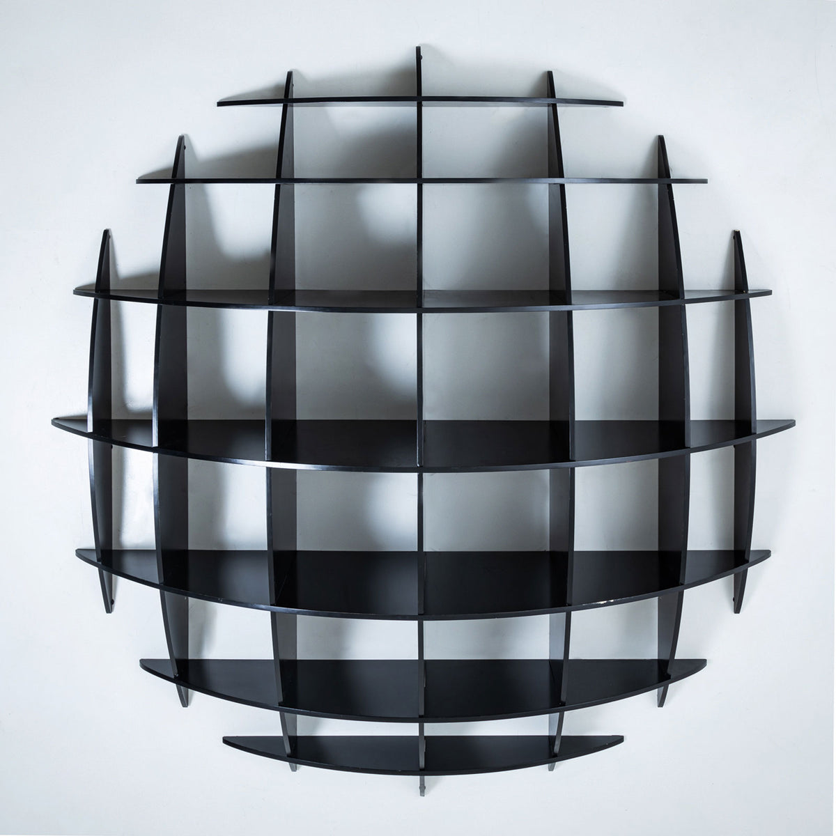 Convex Black Wall Shelf ‘Tyco’ by Manfredo Massironi for Nikol International, 1970s