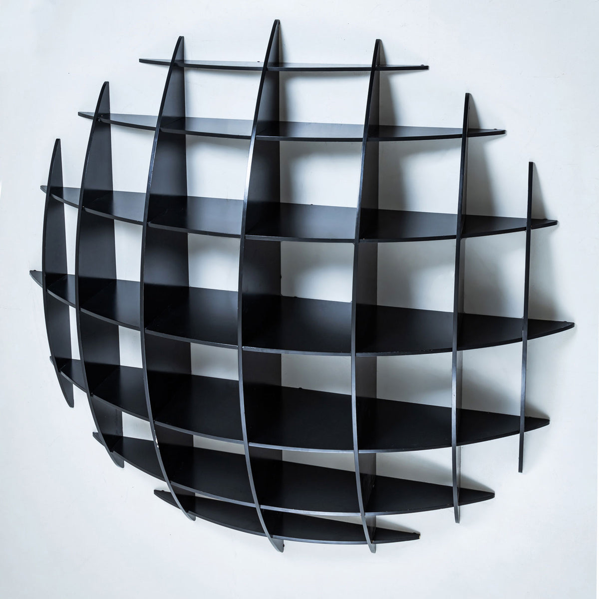 Convex Black Wall Shelf ‘Tyco’ by Manfredo Massironi for Nikol International, 1970s