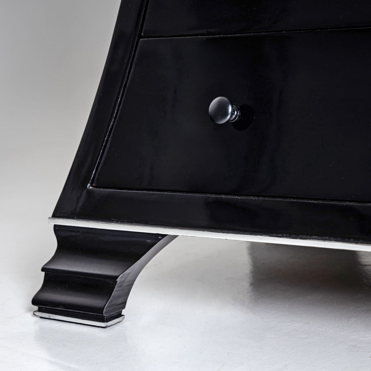 Trapezoidal Black Commode, Late 20th Century