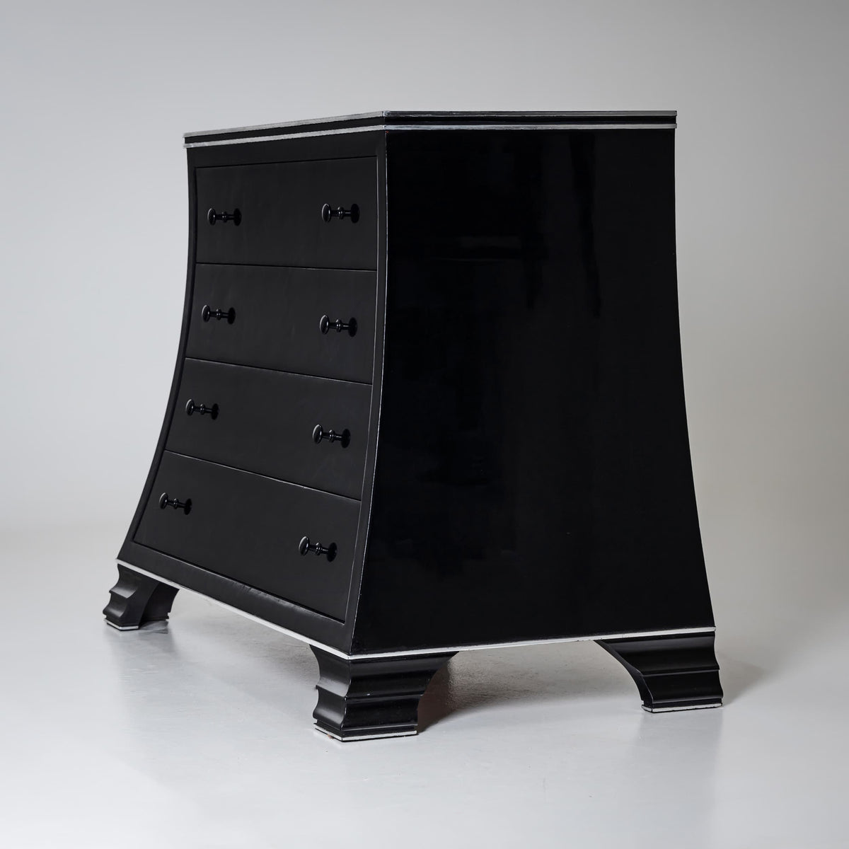 Trapezoidal Black Commode, Late 20th Century
