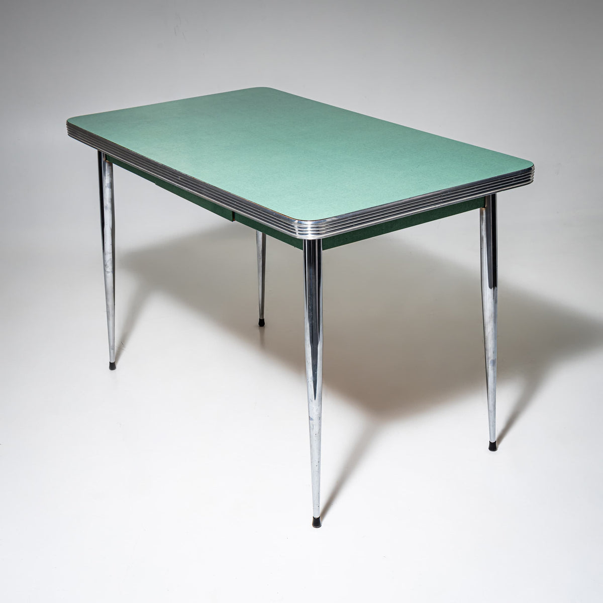 Türkise Formica-Essgruppe, Tisch mit vier Stühlen, Italien, 1960er/70er Jahre